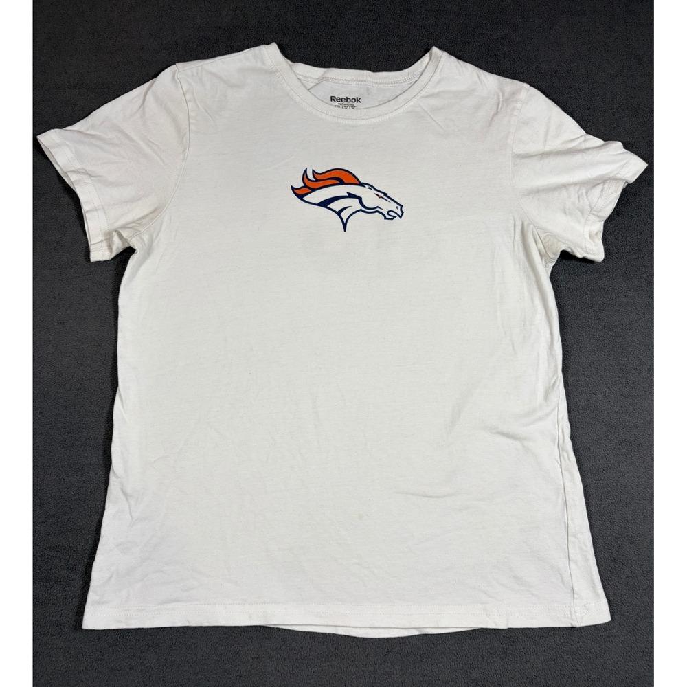 Reebok T-Shirt Womens Medium White Denver Broncos Tim Tebow 15 Graphic